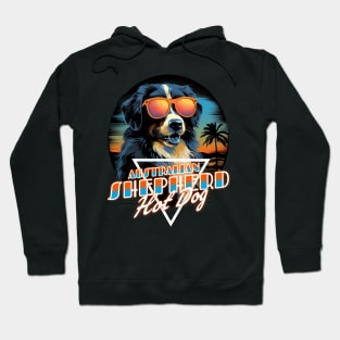 Retro Wave Australian Shepherd Hot Dog Shirt Hoodie